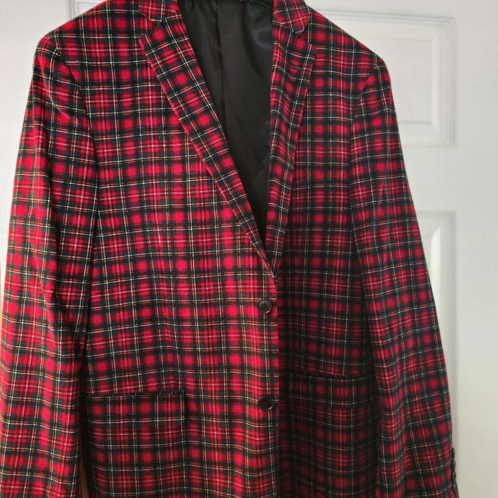 Men's Red Plaid Blazer